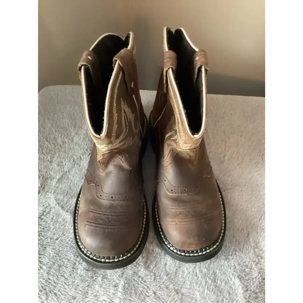 Justin kids gypsy western cowboy boots leather kids size 3‎ brown